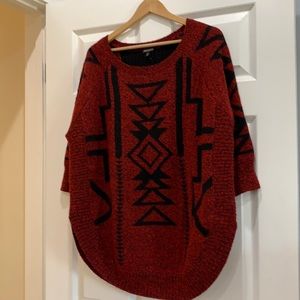 Express Aztec Printed Circle Hem Sweater